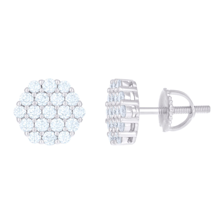 925 Sterling Silver Womens 0.76ct Moissanite Octagon Stud Earrings 