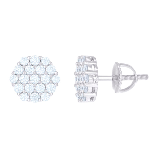 925 Sterling Silver Womens 0.76ct Moissanite Octagon Stud Earrings 