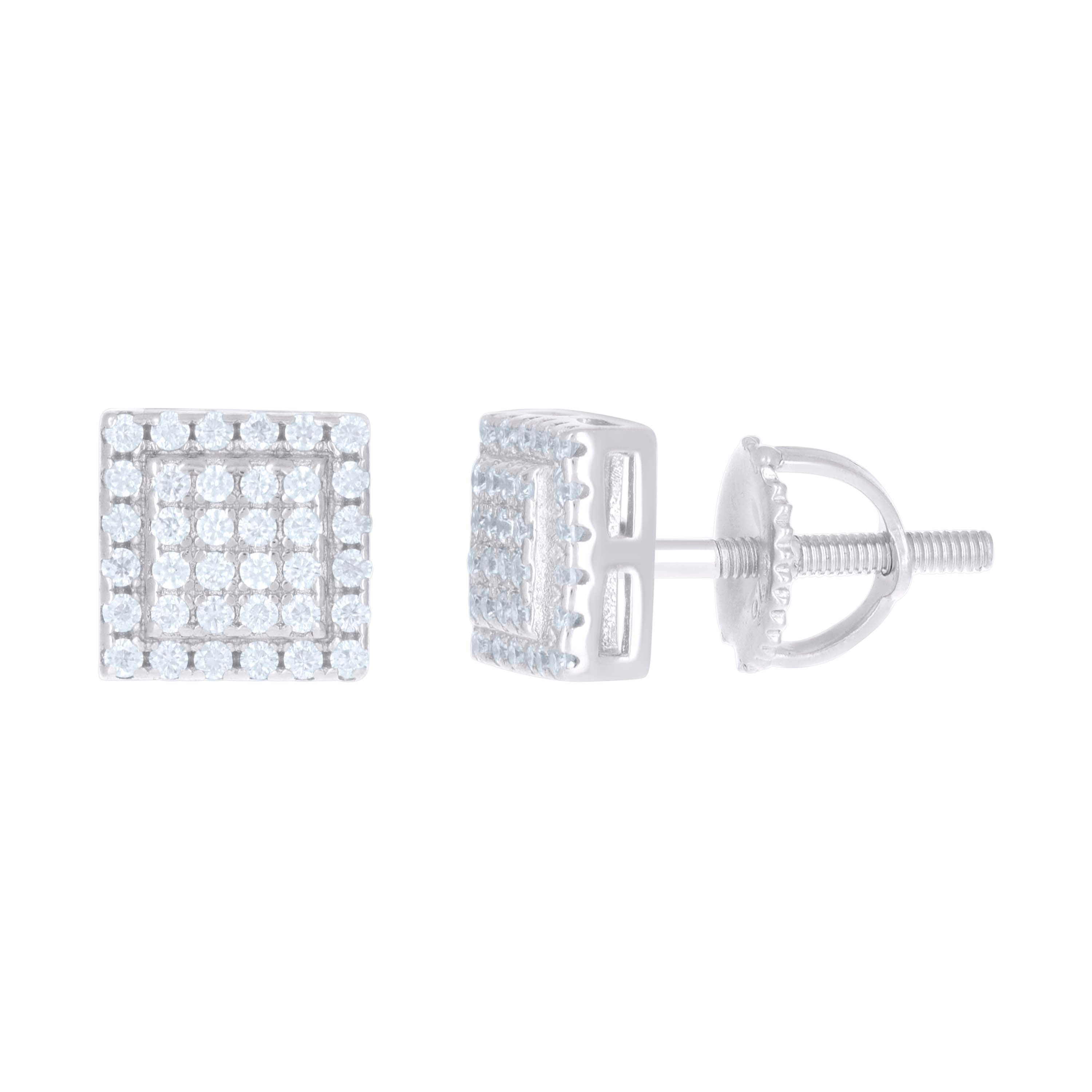 925 Sterling Silver Womens 0.22ct Moissanite Square Stud Earrings 