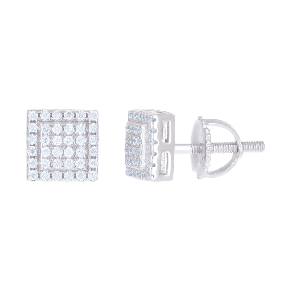 925 Sterling Silver Womens 0.22ct Moissanite Square Stud Earrings 
