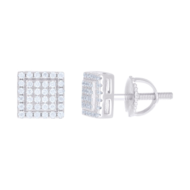 925 Sterling Silver Womens 0.22ct Moissanite Square Stud Earrings 