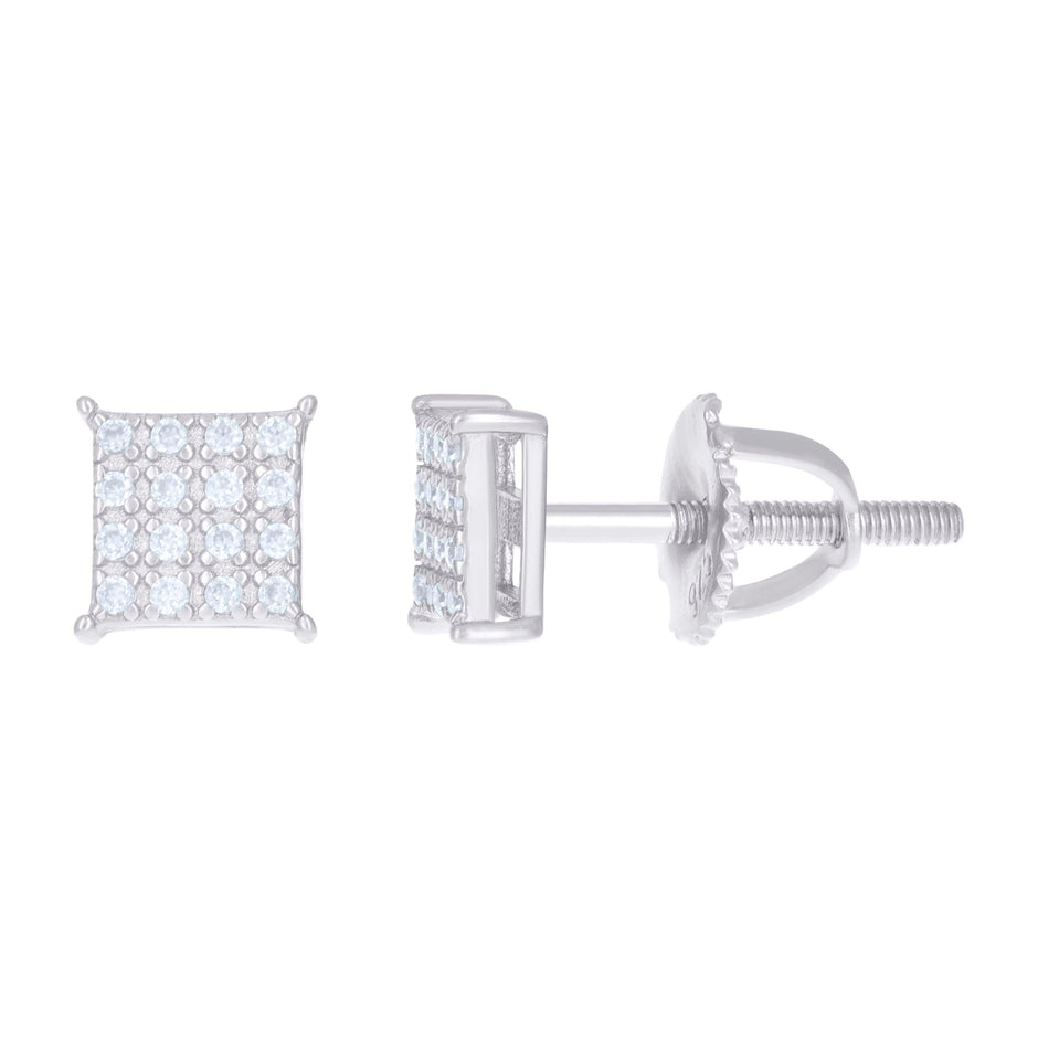 925 Sterling Silver Womens 0.13ct Moissanite Square Fashion Stud Earrings
