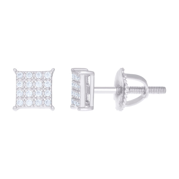 925 Sterling Silver Womens 0.13ct Moissanite Square Fashion Stud Earrings