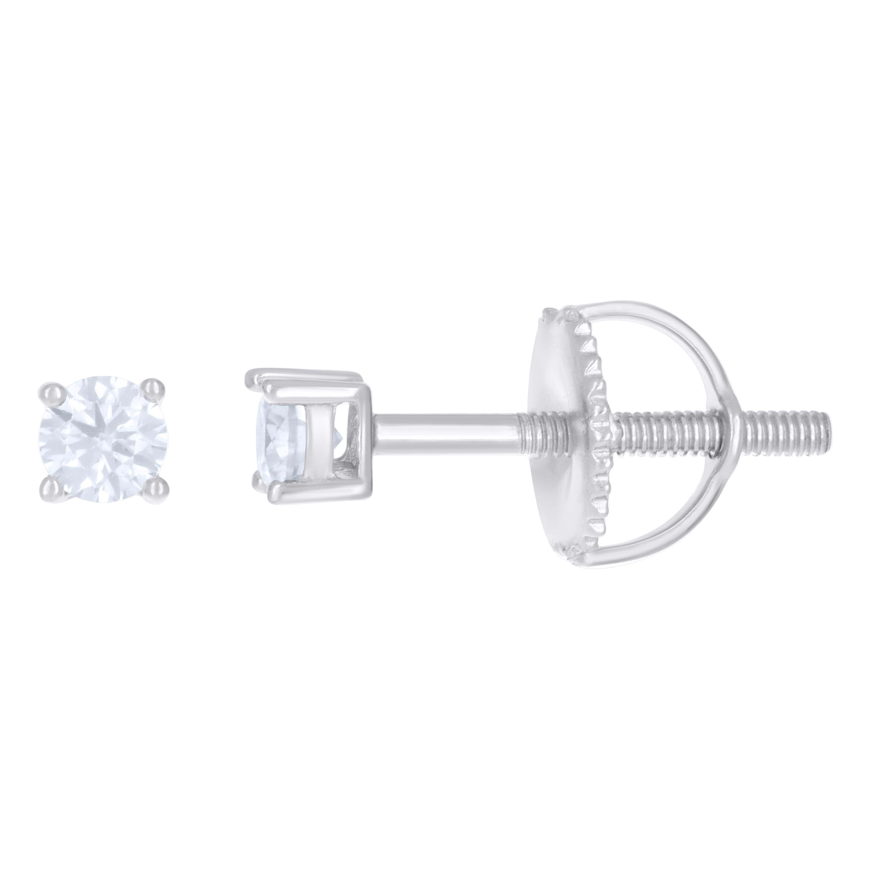 925 Sterling Silver Womens 0.20ct Moissanite 3mm Stud Earrings Screw Back