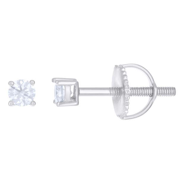 925 Sterling Silver Womens 0.20ct Moissanite 3mm Stud Earrings Screw Back