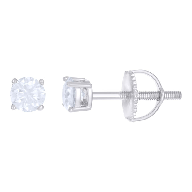 925 Sterling Silver Womens 0.60ct Moissanite 4mm Stud Earrings Screw Back