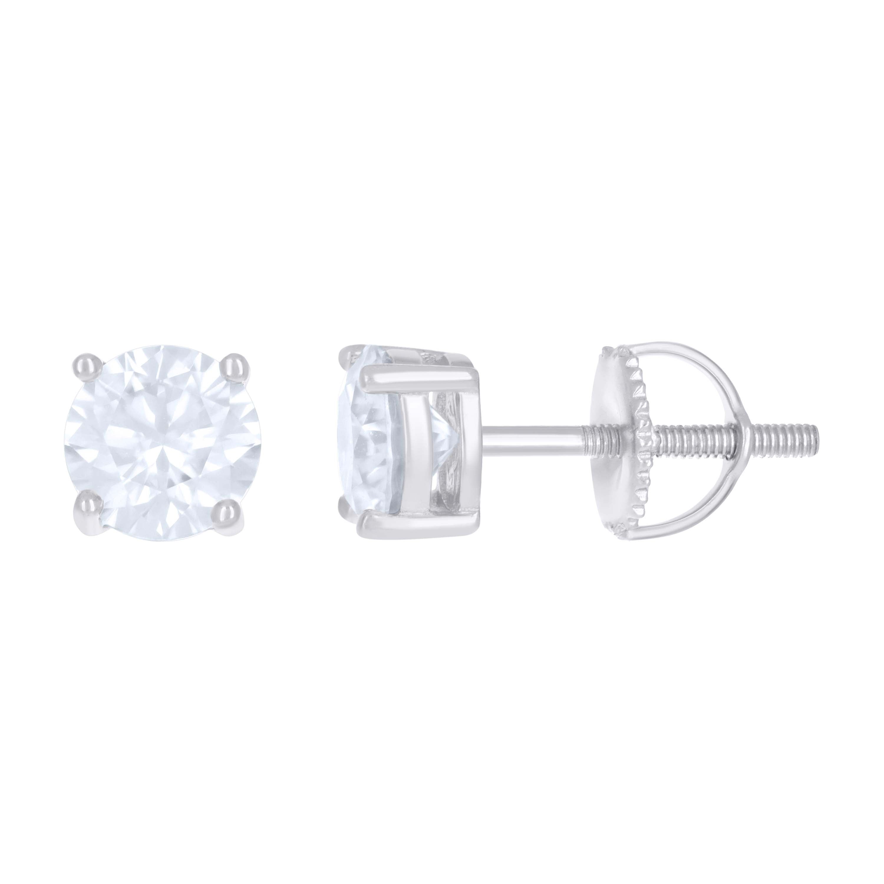 925 Sterling Silver Womens 1.60ct Moissanite 6mm Stud Earrings Screw Back
