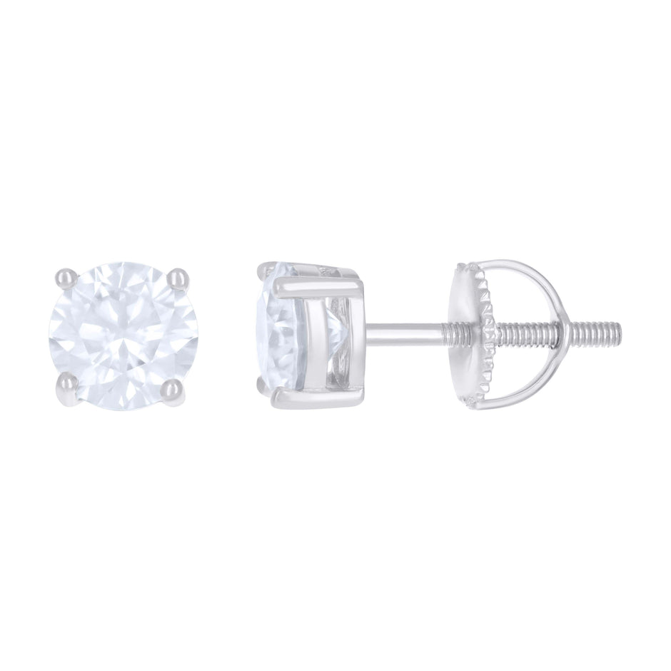 925 Sterling Silver Womens 1.60ct Moissanite 6mm Stud Earrings Screw Back