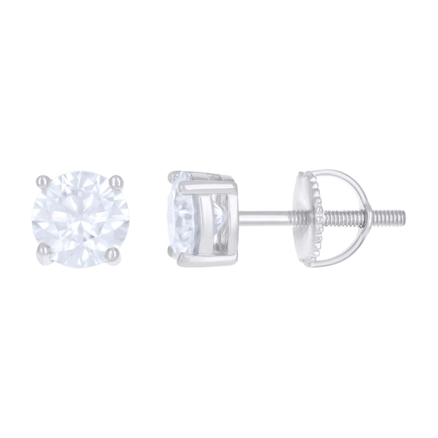 925 Sterling Silver Womens 1.60ct Moissanite 6mm Stud Earrings Screw Back