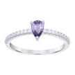 925 Sterling Silver Womens Purple White Pear Round Cubic-Zirconia Engagement Ring Size 6