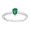 925 Sterling Silver Womens Green White Pear Round Cubic-Zirconia Engagement Ring Size 8 - SLV-126872