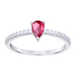 925 Sterling Silver Womens Red White Pear Round Cubic-Zirconia Engagement Ring Size 7 - SLV-126881