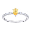 925 Sterling Silver Womens Yellow White Pear Round Cubic-Zirconia Engagement Ring Size 6