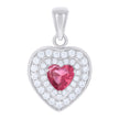 925 Sterling Silver Womens Red White Heart Round Cubic-Zirconia Heart Charm Pendant 
