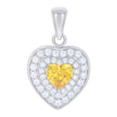 925 Sterling Silver Womens Yellow White Heart Round Cubic-Zirconia Heart Charm Pendant 