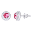 925 Sterling Silver Womens Red White Cubic-Zirconia Fashion Stud Earrings 