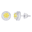 925 Sterling Silver Womens Yellow White Cubic-Zirconia Fashion Stud Earrings 