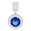 925 Sterling Silver Womens Blue White Baguette Round Cubic-Zirconia Fashion Charm Pendant 