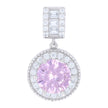 925 Sterling Silver Womens Pink White Baguette Round Cubic-Zirconia Fashion Charm Pendant 