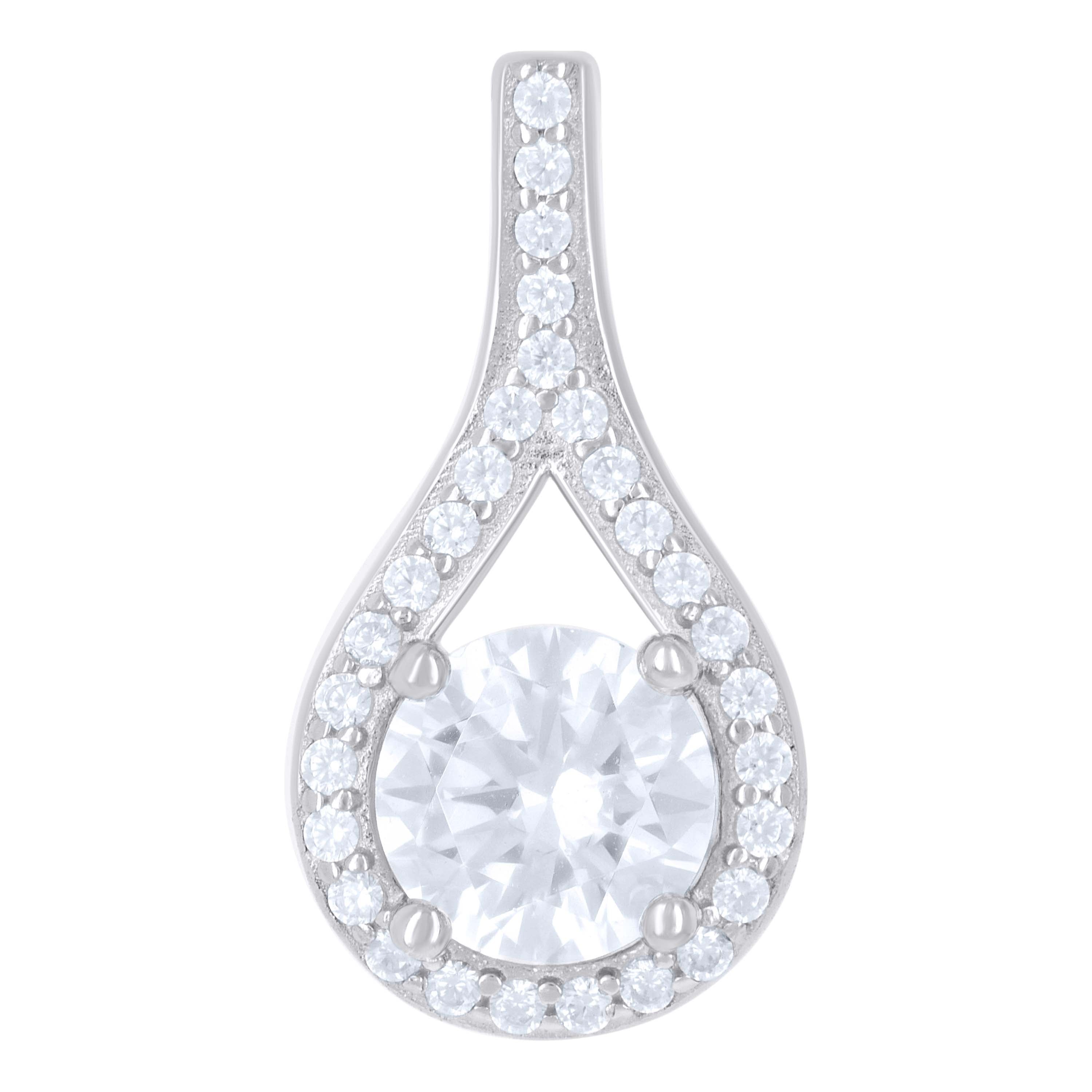 925 Sterling Silver Womens Cubic-Zirconia Fashion Charm Pendant 