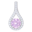 925 Sterling Silver Womens Pink White Cubic-Zirconia Fashion Charm Pendant 