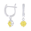 925 Sterling Silver Womens Yellow White Cubic-Zirconia Dangle Hoop Earrings 