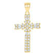 10kt Yellow Gold Womens Mens Round Cubic Zirconia Cubic-Zirconia Cross Religious Charm Pendant