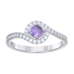 925 Sterling Silver Womens Purple White Cubic-Zirconia Fashion Ring Size 8 - SLV-127011