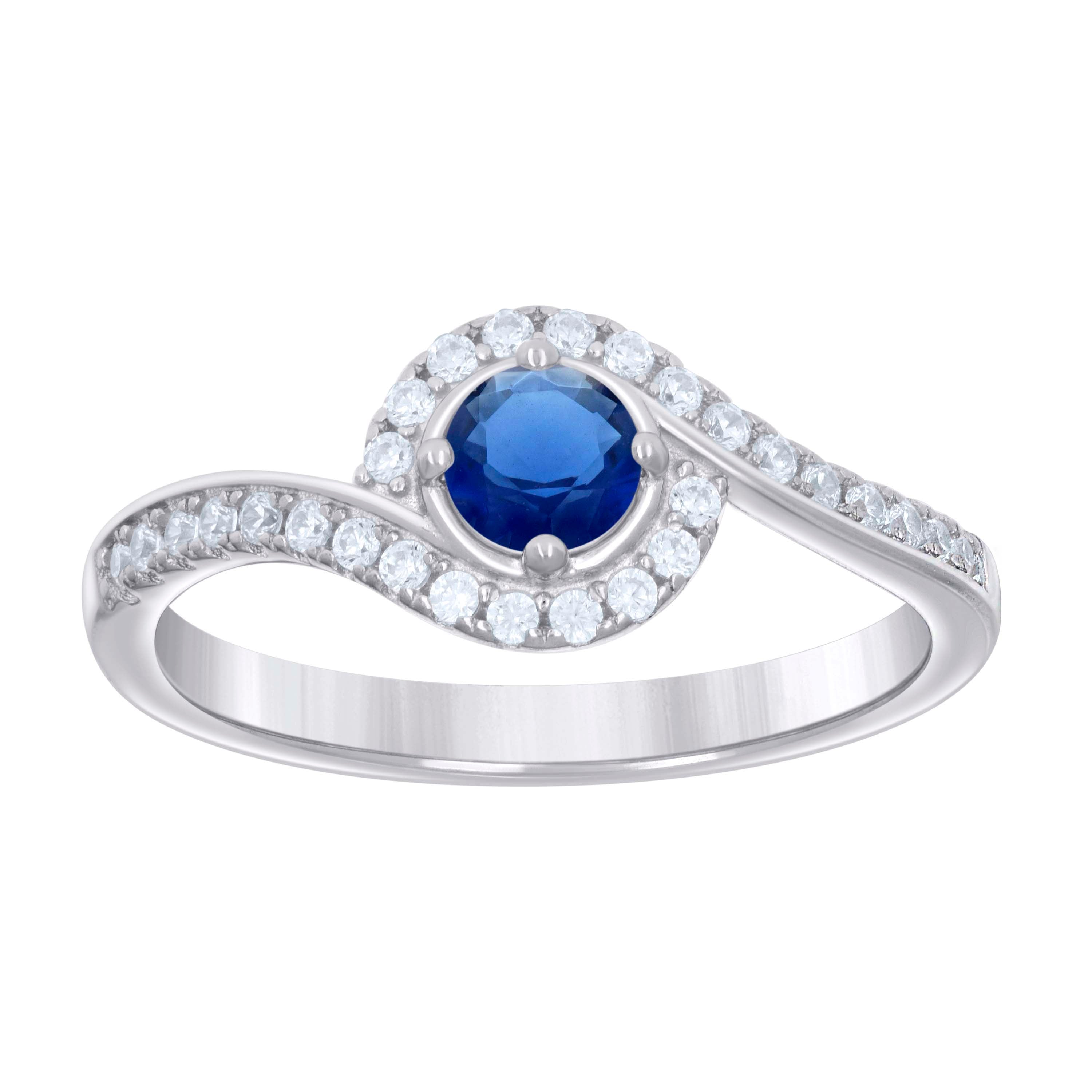 925 Sterling Silver Womens Blue White Cubic-Zirconia Fashion Ring Size 6