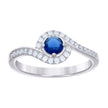 925 Sterling Silver Womens Blue White Cubic-Zirconia Fashion Ring Size 8 - SLV-127016