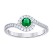 925 Sterling Silver Womens Green White Cubic-Zirconia Fashion Ring Size 7 - SLV-127020