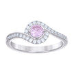 925 Sterling Silver Womens Pink White Cubic-Zirconia Fashion Ring Size 7
