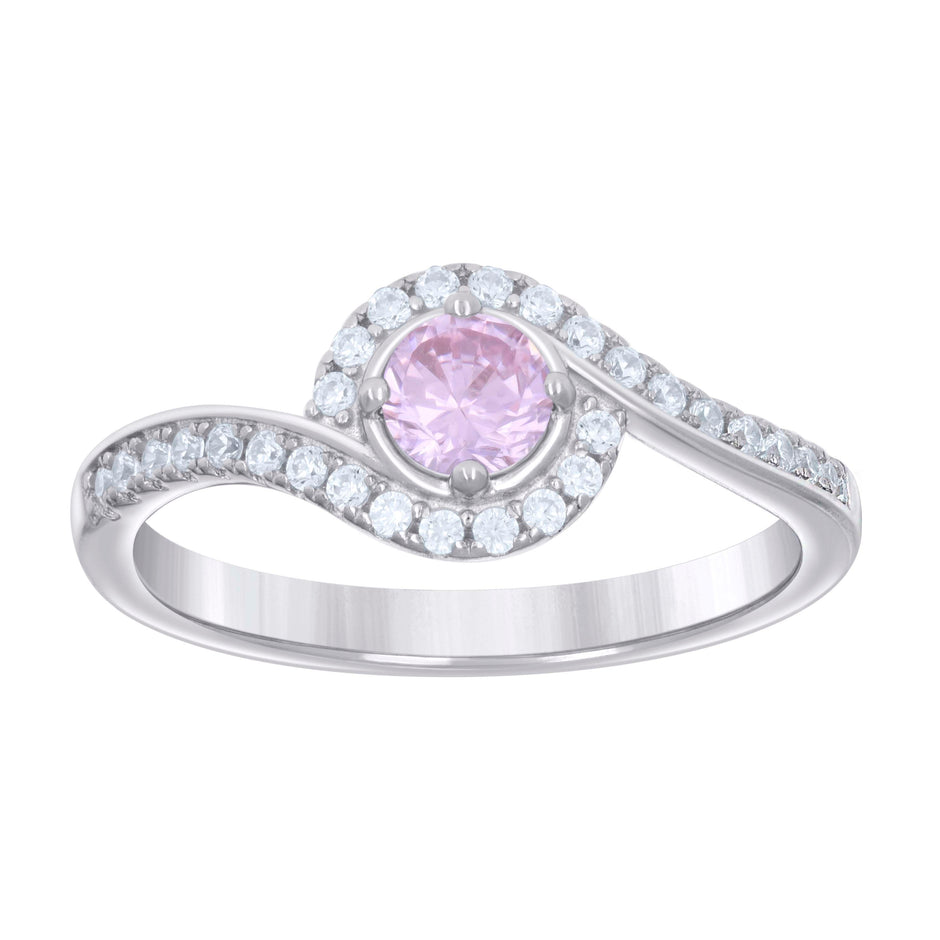925 Sterling Silver Womens Pink White Cubic-Zirconia Fashion Ring Size 8 - SLV-127026