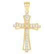 10kt Yellow Gold Womens Mens Round Cubic Zirconia Cubic-Zirconia Cross Religious Charm Pendant