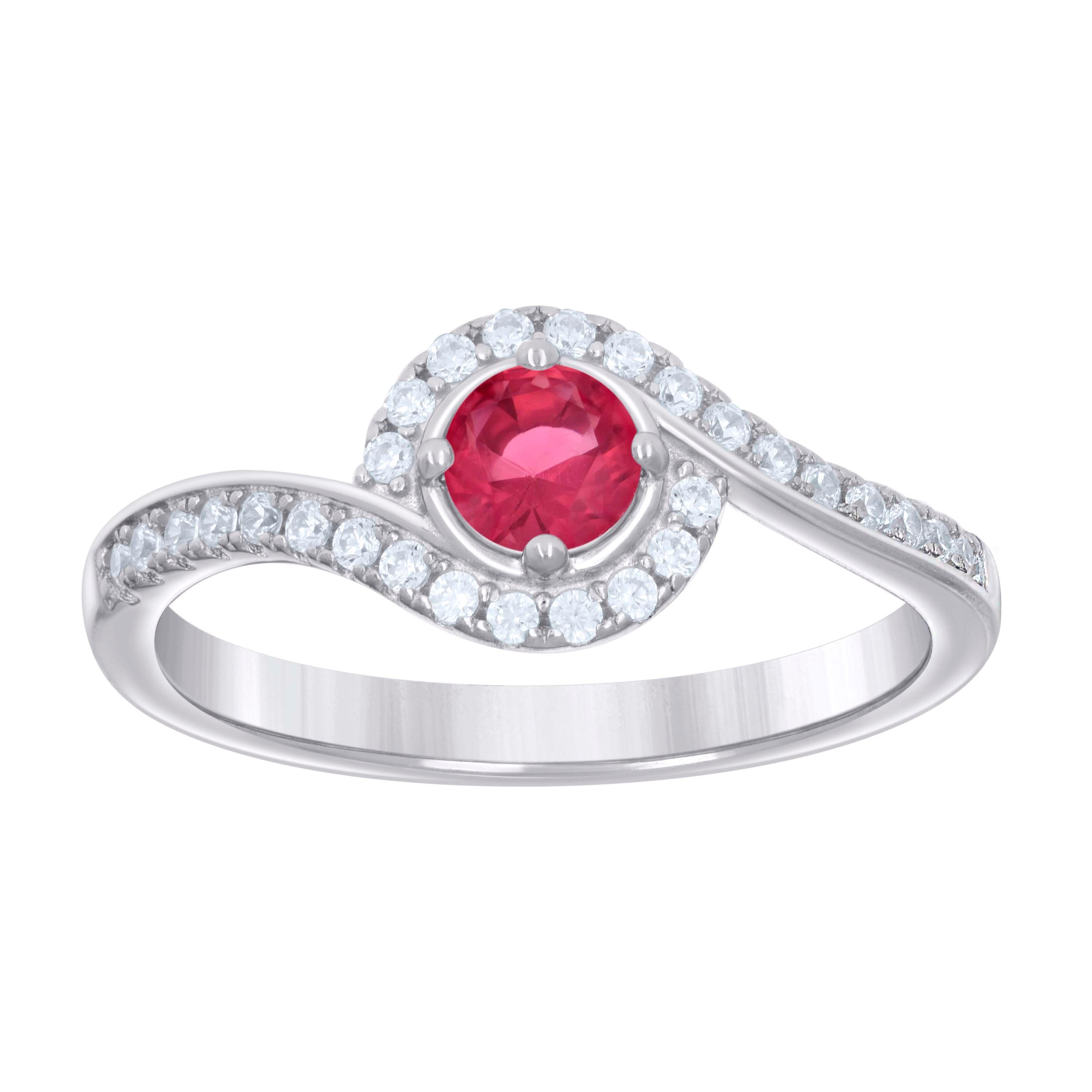 925 Sterling Silver Womens Red White Cubic-Zirconia Fashion Ring Size 9 - SLV-127032