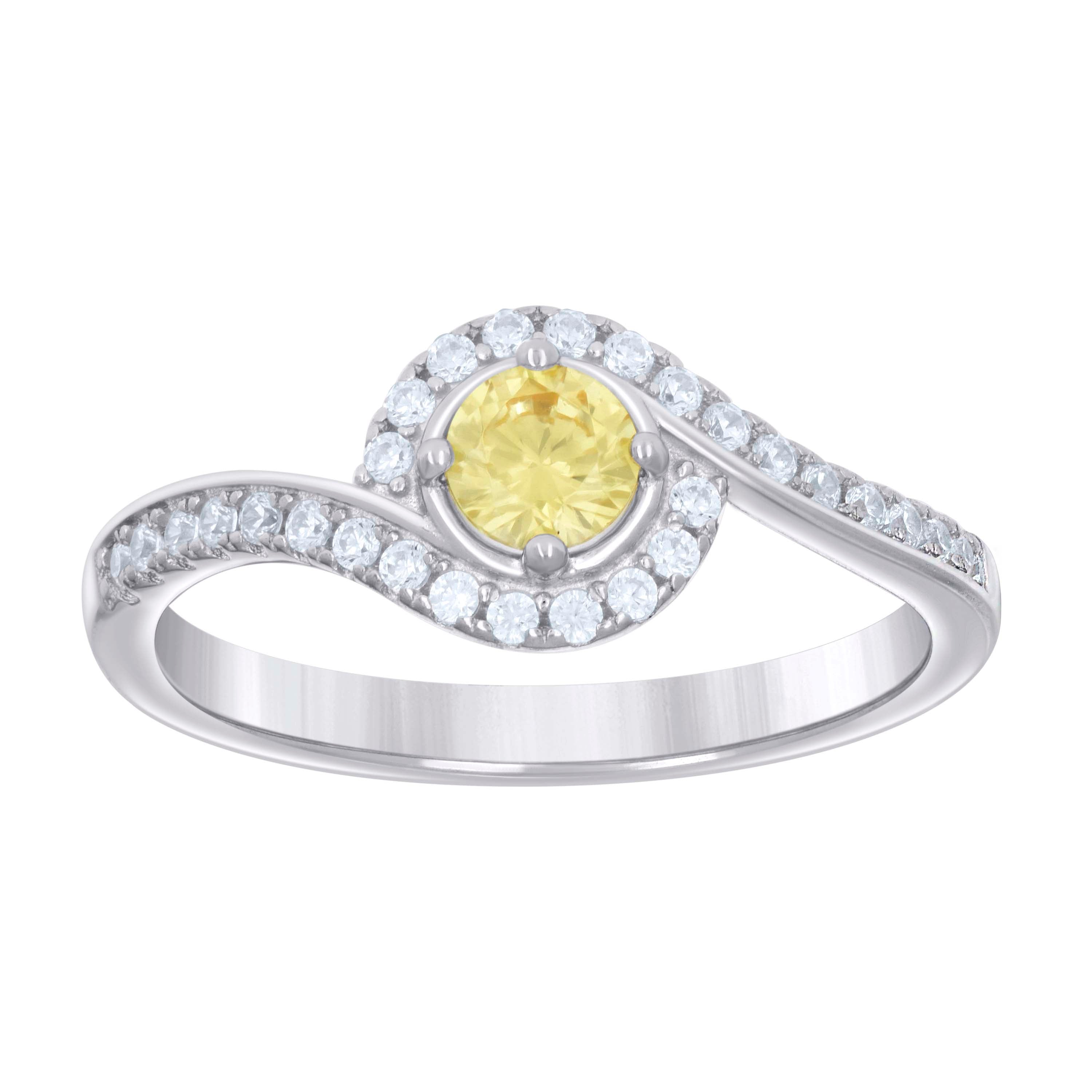 925 Sterling Silver Womens Yellow White Cubic-Zirconia Fashion Ring Size 6