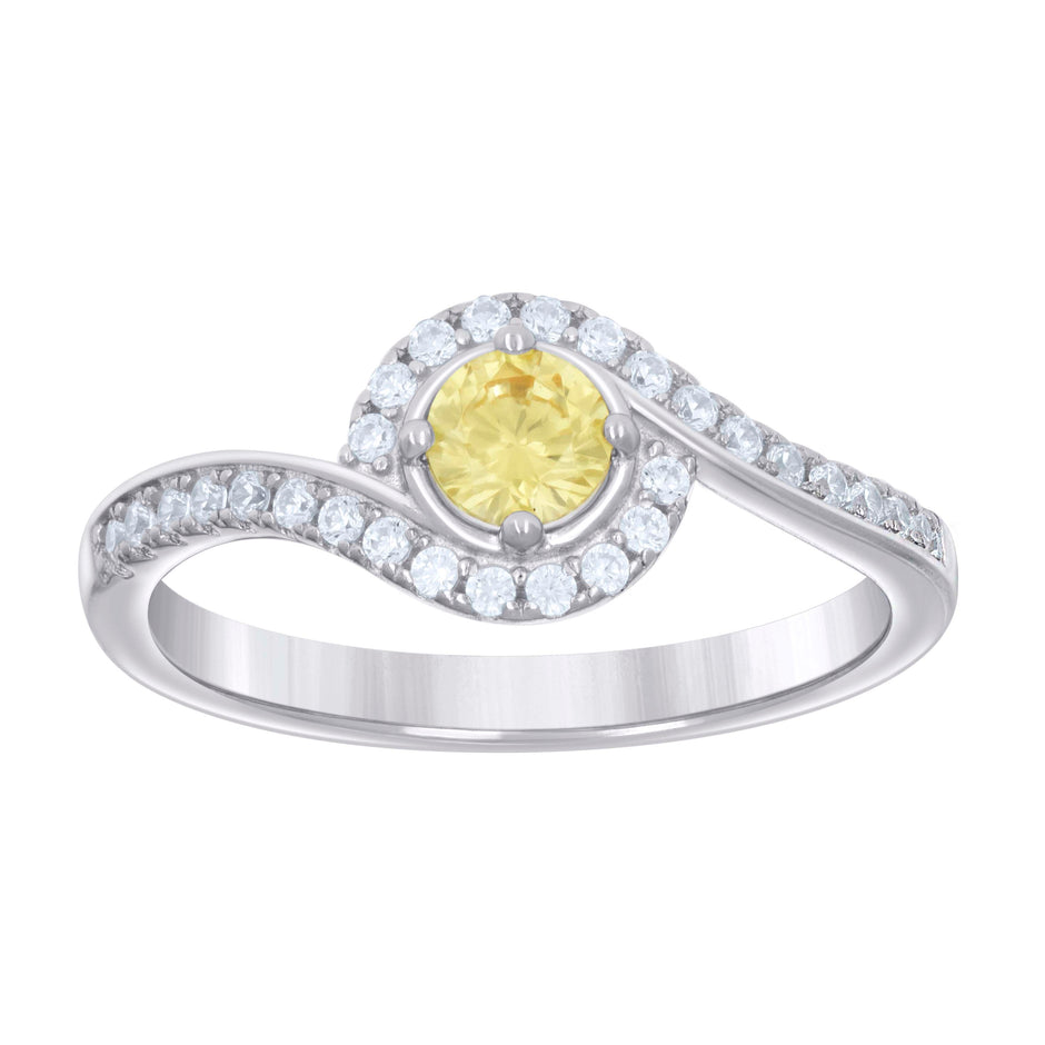 925 Sterling Silver Womens Yellow White Cubic-Zirconia Fashion Ring Size 9 - SLV-127037