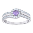925 Sterling Silver Womens Purple White Cubic-Zirconia Fashion Ring Size 7 - SLV-127040