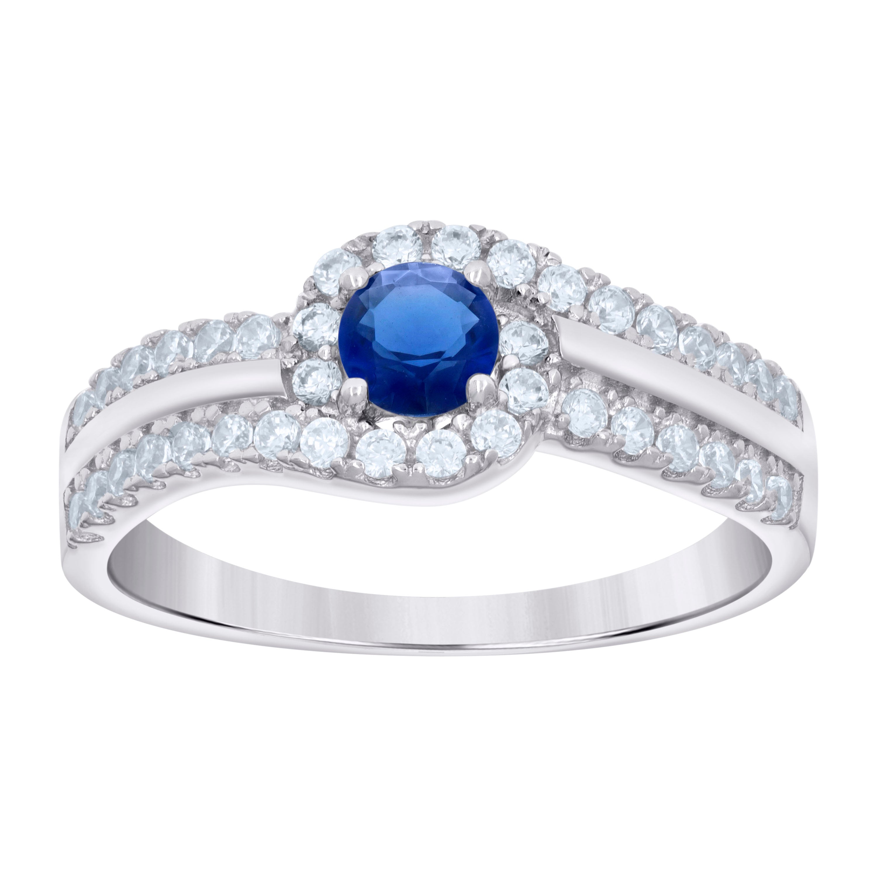 925 Sterling Silver Womens Blue White Cubic-Zirconia Fashion Ring Size 6