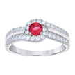 925 Sterling Silver Womens Red White Cubic-Zirconia Fashion Ring Size 7 - SLV-127060