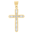 10kt Yellow Gold Womens Mens Round Cubic Zirconia Cubic-Zirconia Cross Religious Charm Pendant