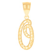 14kt Yellow Gold Unisex Diamond-cut Initial Alphabet O Charm Pendant