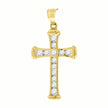 10kt Yellow Gold Womens Mens Round Cubic Zirconia Cubic-Zirconia Cross Religious Charm Pendant