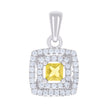 925 Sterling Silver Womens Yellow White Princess-Cut Round Cubic-Zirconia Square Fashion Pendant