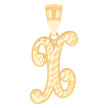 14kt Yellow Gold Unisex Diamond-cut Initial Alphabet X Charm Pendant