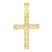 10kt Yellow Gold Womens Mens Round Cubic Zirconia Cubic-Zirconia Cross Religious Charm Pendant