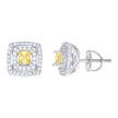 925 Sterling Silver Womens Yellow White Princess-Cut Round Cubic-Zirconia Square Stud Earrings 