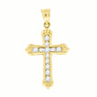 10kt Yellow Gold Mens Women Cubic Zirconia Cubic-Zirconia Cross Religious Charm Pendant