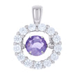 925 Sterling Silver Womens White Purple Cubic-Zirconia Flower Fashion Pendant