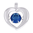 925 Sterling Silver Womens Blue Cubic-Zirconia Heart Pendant